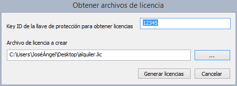 Captura del programa Obtener archivos de licencia